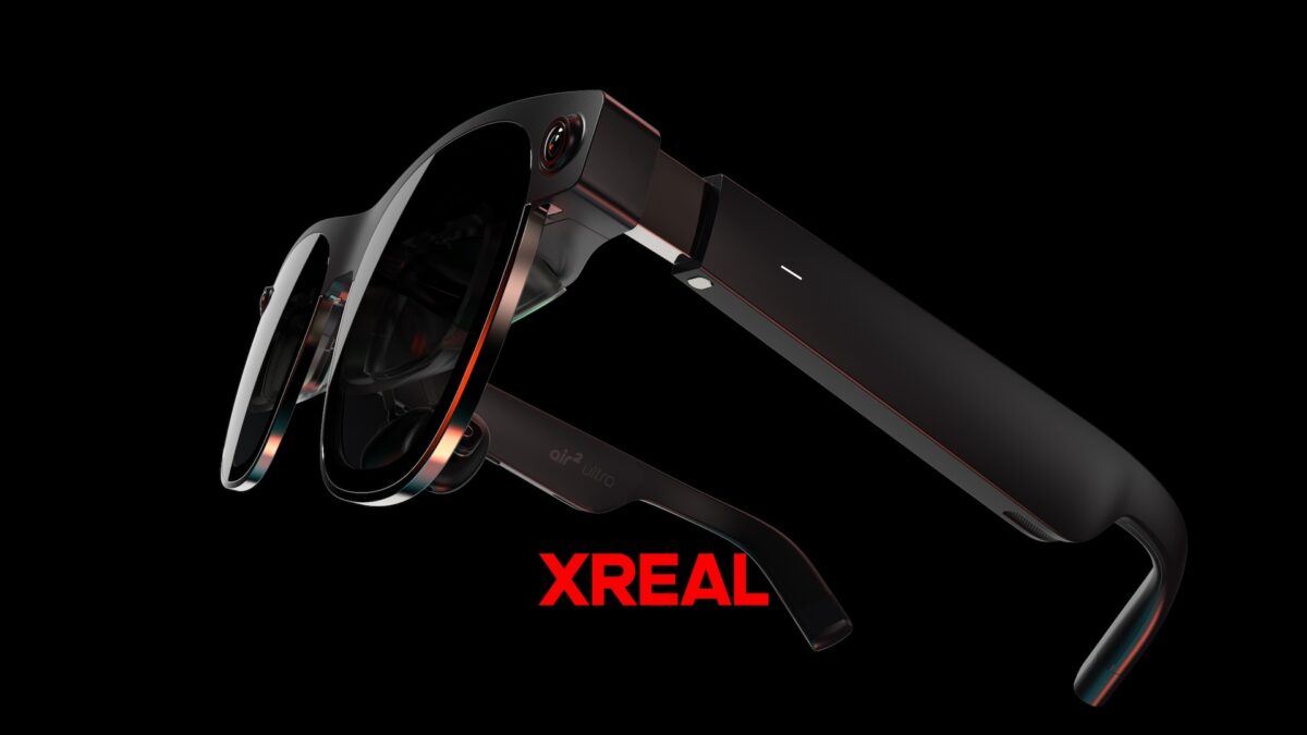 Close-up of the Xreal Air 2 Ultra against a dark background.