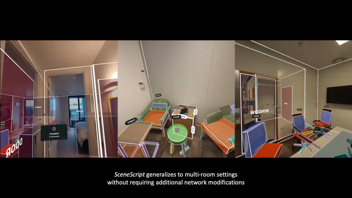 Meta's SceneScript model can identify doors, chairs, and tables based on AR glasses point cloud data.