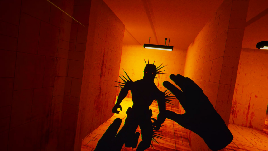 As you move through the backrooms in Cold VR, you are pursued by enemies who are not allowed to touch you.