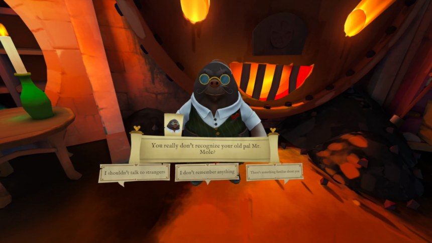 A section from the VR game Escaping Wonderland shows the mole.