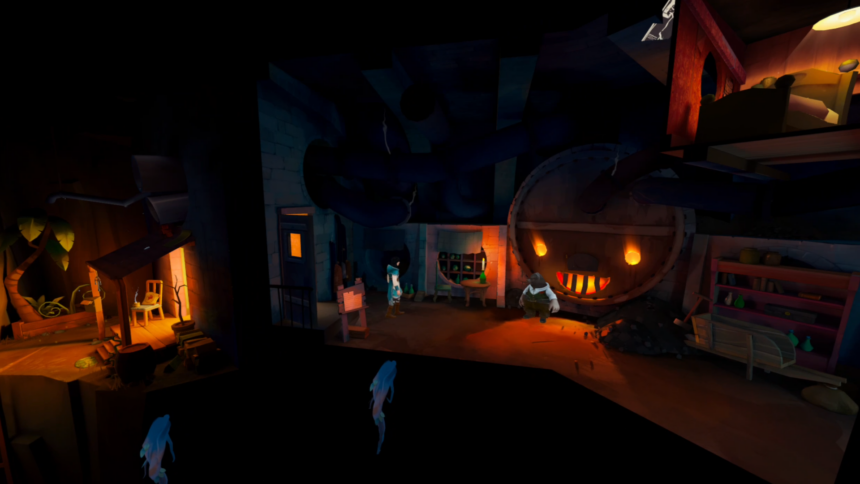 A section from the VR game Escaping Wonderland shows Molly and the mole.