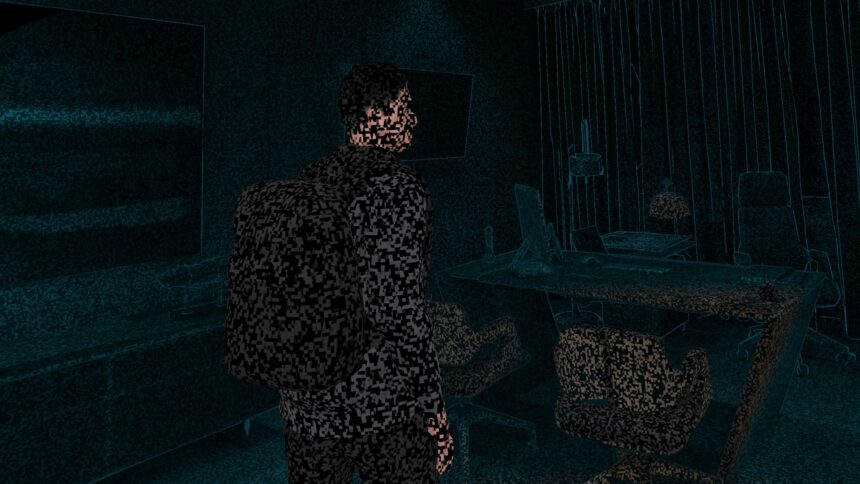 Point cloud environment with man.