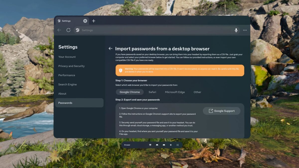 Meta Quest Browser now lets you import passwords