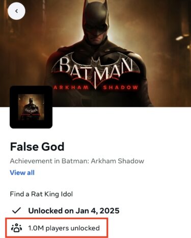 The Achievement False God in the Meta Horizon app.
