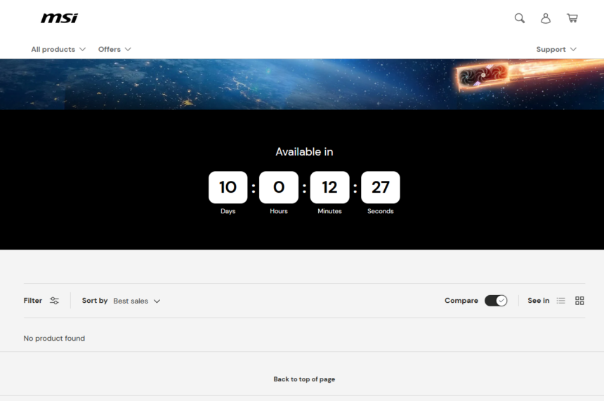 Screenshot of the French MSI page with countdown.