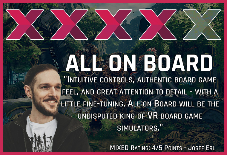 A rating image for the VR game All on Board shows the author, the rating and a brief summary. 